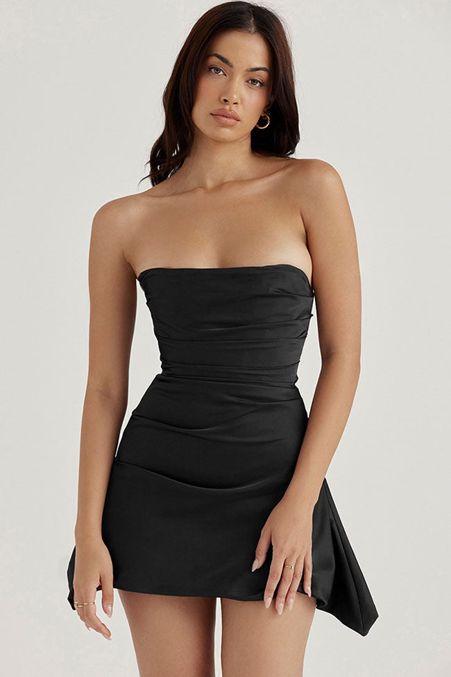 black strapless mini dress